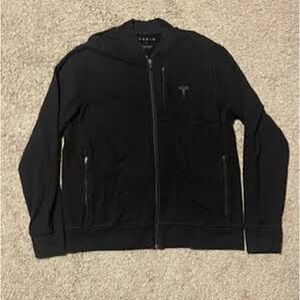 Tesla Full Zip Sweater Mens S Black Logo Employee Lightweight Jacket Elon Musk